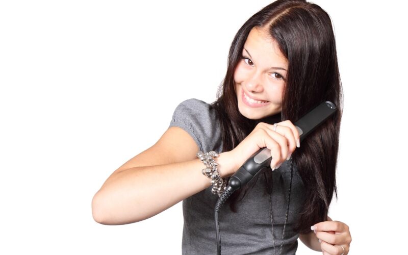 Hair straightening women's hair